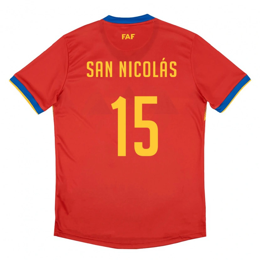 Danxen Men Andorra Moisés San Nicolás #15 Red Blue Yellow Home Jersey 26-28 T-Shirt