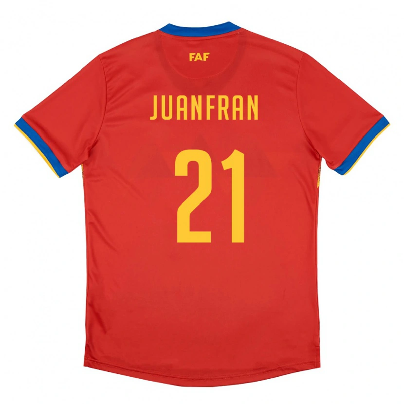 Danxen Men Andorra Juanfran #21 Red Blue Yellow Home Jersey 26-28 T-Shirt