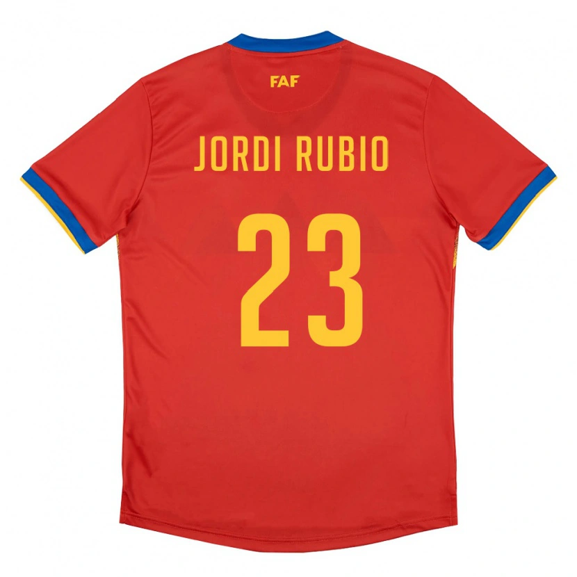 Danxen Men Andorra Jordi Rubio #23 Red Blue Yellow Home Jersey 26-28 T-Shirt