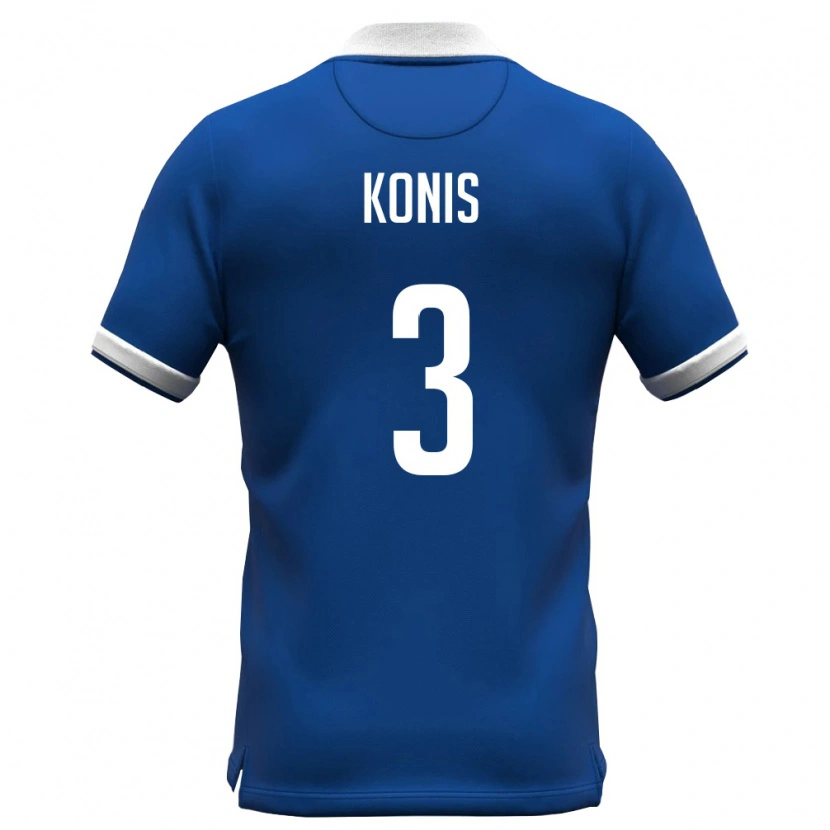 Danxen Men Cyprus Antonis Konis #3 Royal Blue White Home Jersey 26-28 T-Shirt
