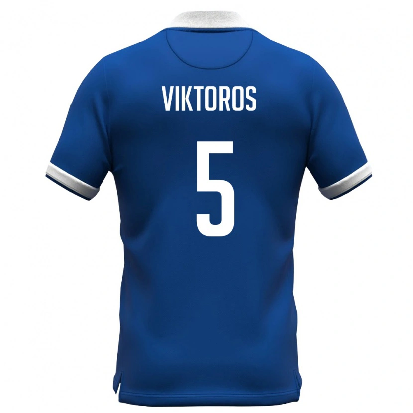 Danxen Men Cyprus Giorgos Viktoros #5 Royal Blue White Home Jersey 26-28 T-Shirt