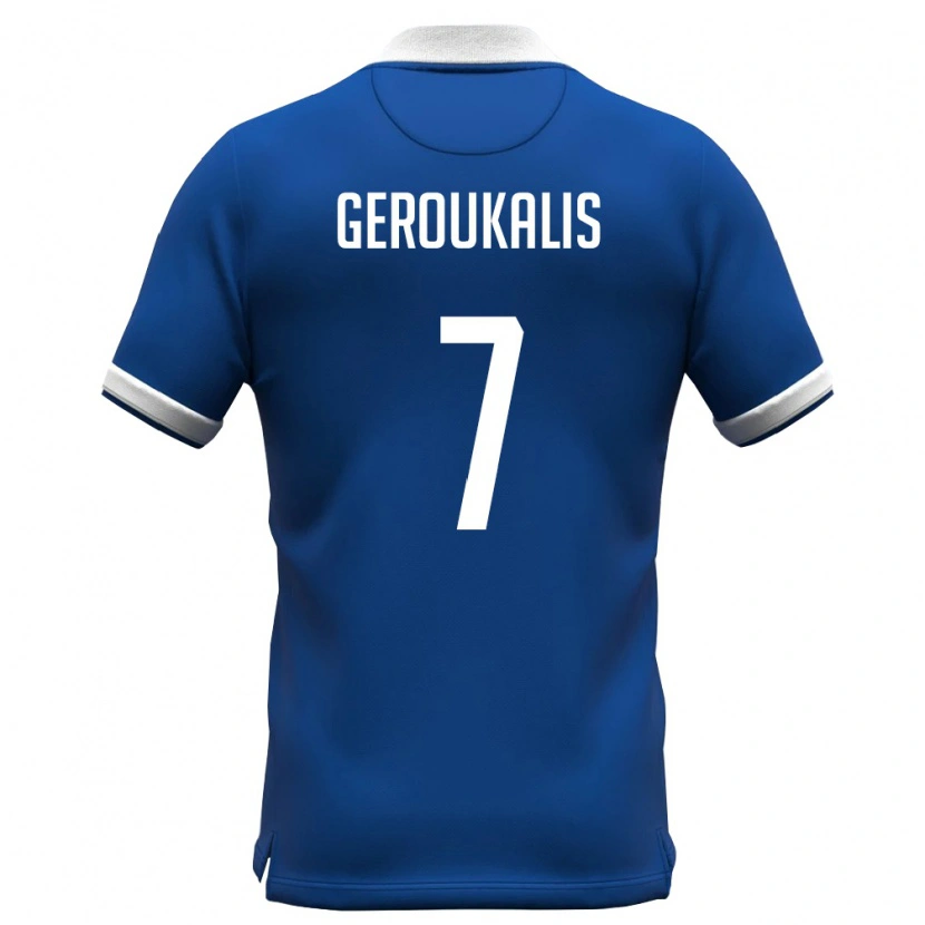Danxen Men Cyprus Alexandros Geroukalis #7 Royal Blue White Home Jersey 26-28 T-Shirt