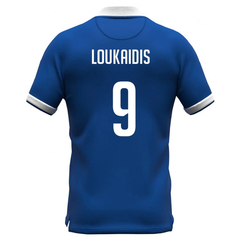 Danxen Men Cyprus Christos Loukaidis #9 Royal Blue White Home Jersey 26-28 T-Shirt