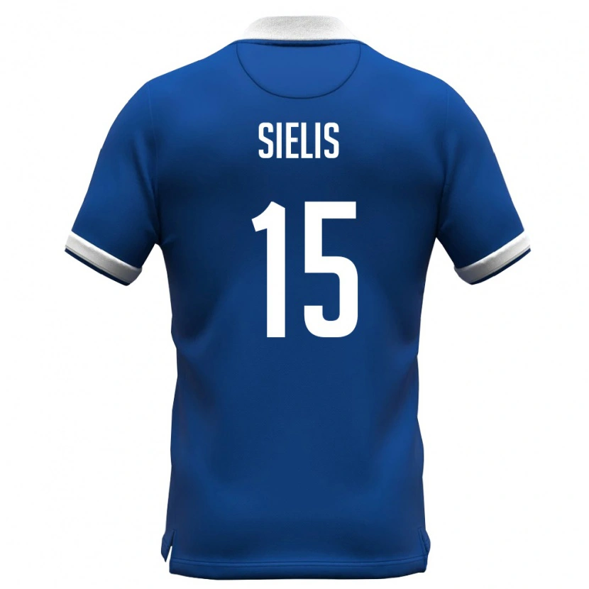 Danxen Men Cyprus Christos Sielis #15 Royal Blue White Home Jersey 26-28 T-Shirt