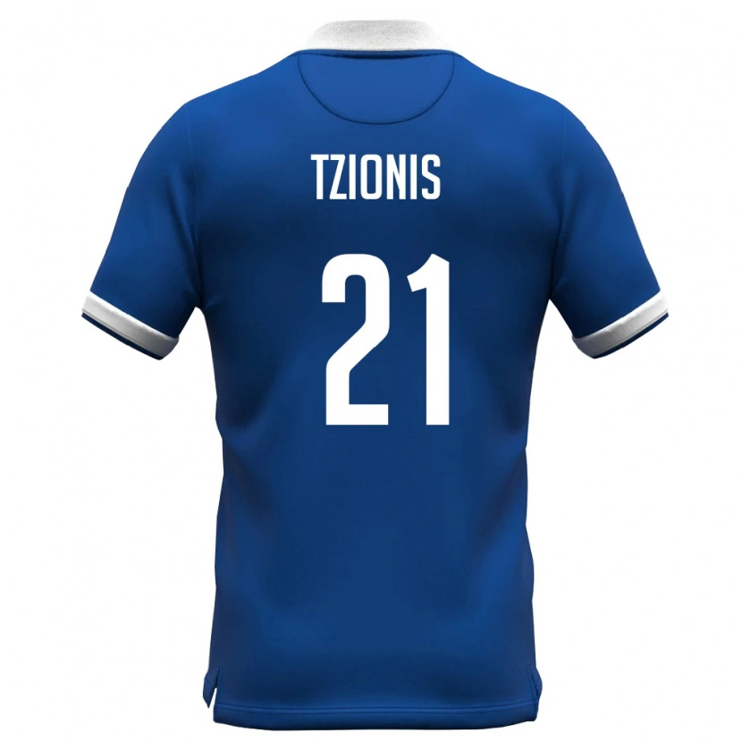 Danxen Men Cyprus Marinos Tzionis #21 Royal Blue White Home Jersey 26-28 T-Shirt