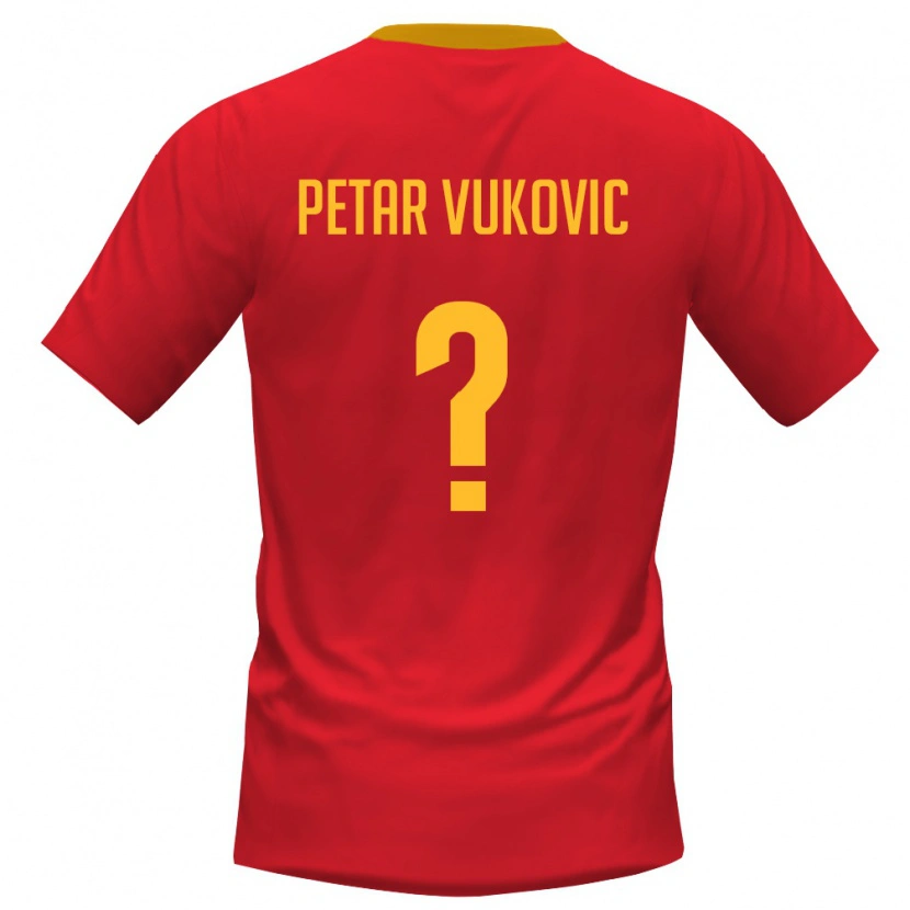 Danxen Men Montenegro Petar Vukovic #0 Red Yellow Home Jersey 26-28 T-Shirt