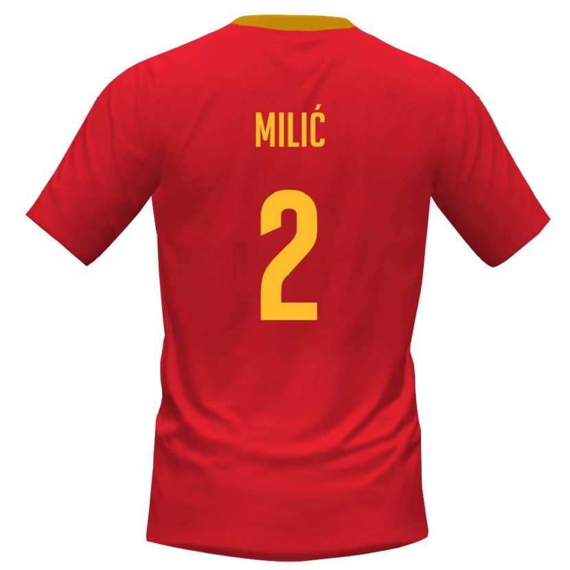 Danxen Men Montenegro Stefan Milic #2 Red Yellow Home Jersey 26-28 T-Shirt