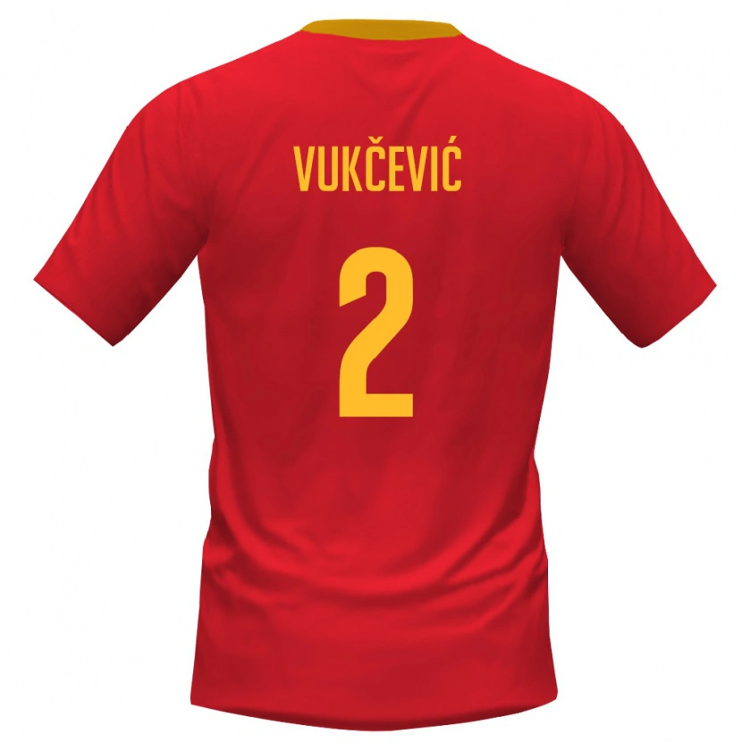 Danxen Men Montenegro Andrija Vukcevic #2 Red Yellow Home Jersey 26-28 T-Shirt