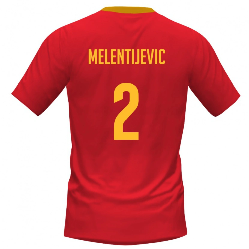Danxen Men Montenegro Stefan Melentijevic #2 Red Yellow Home Jersey 26-28 T-Shirt