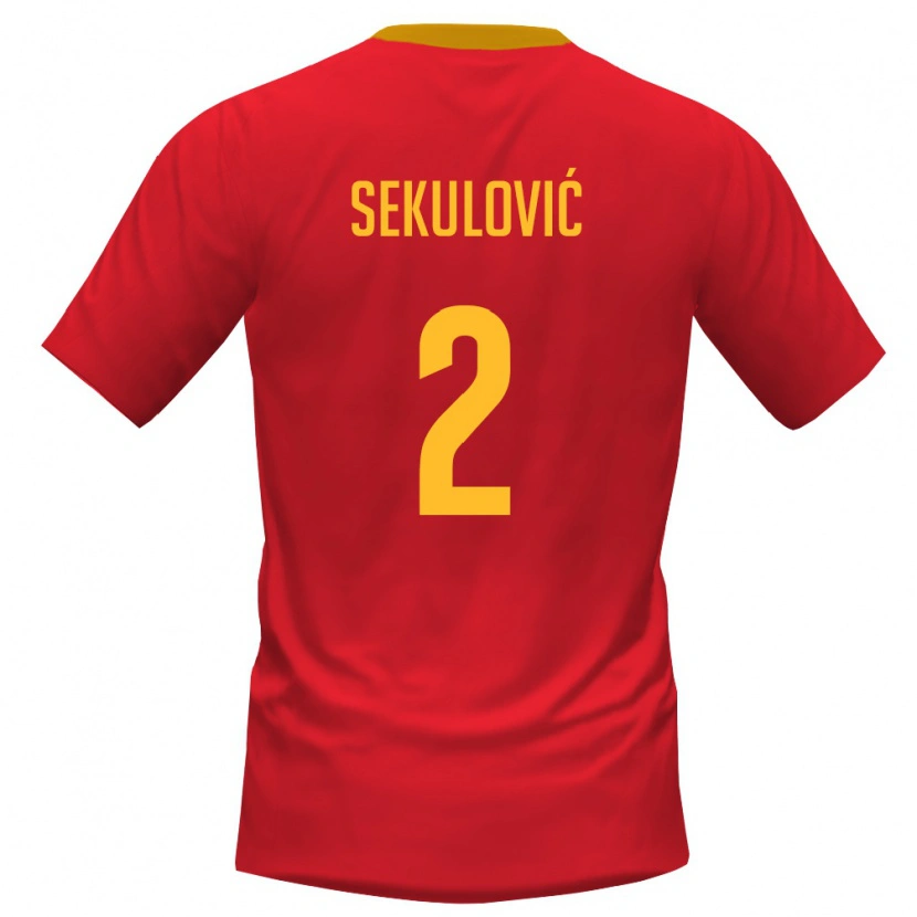 Danxen Men Montenegro Petar Sekulović #2 Red Yellow Home Jersey 26-28 T-Shirt