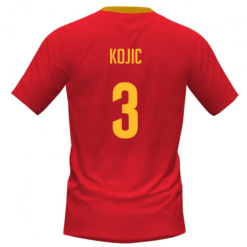 Danxen Men Montenegro Meldin Kojic #3 Red Yellow Home Jersey 26-28 T-Shirt