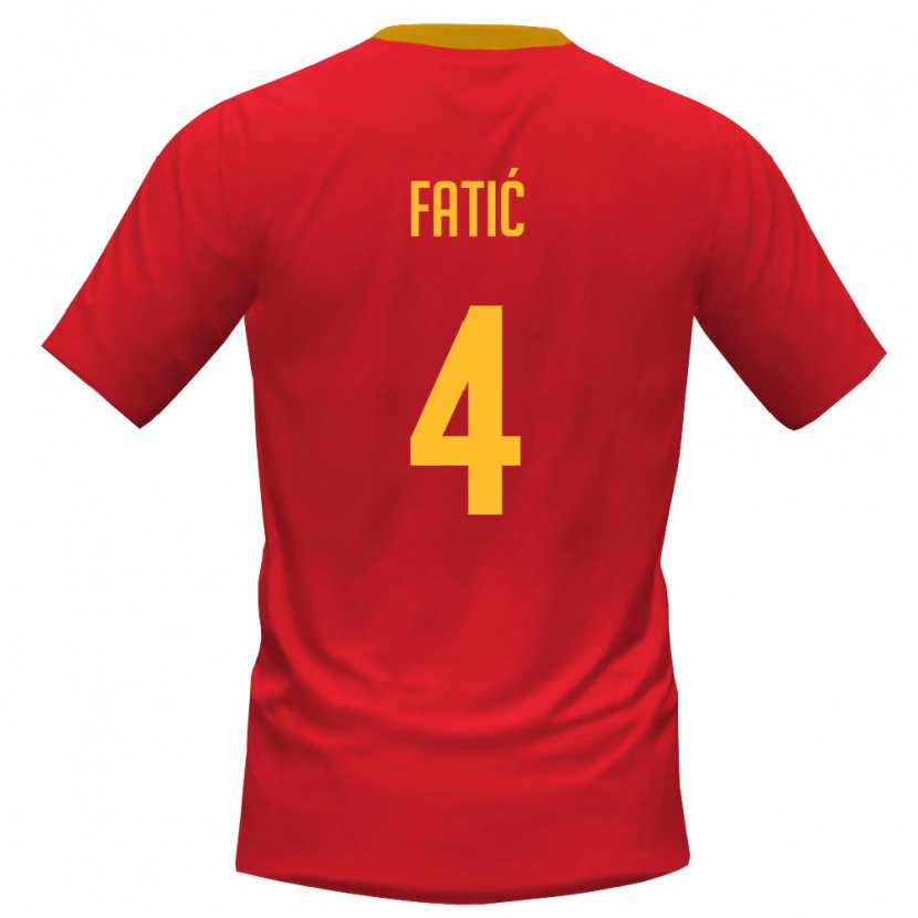 Danxen Men Montenegro Novak Fatić #4 Red Yellow Home Jersey 26-28 T-Shirt