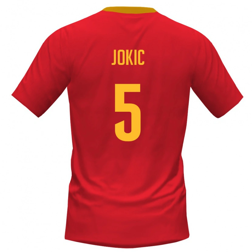 Danxen Men Montenegro Vojislav Jokic #5 Red Yellow Home Jersey 26-28 T-Shirt