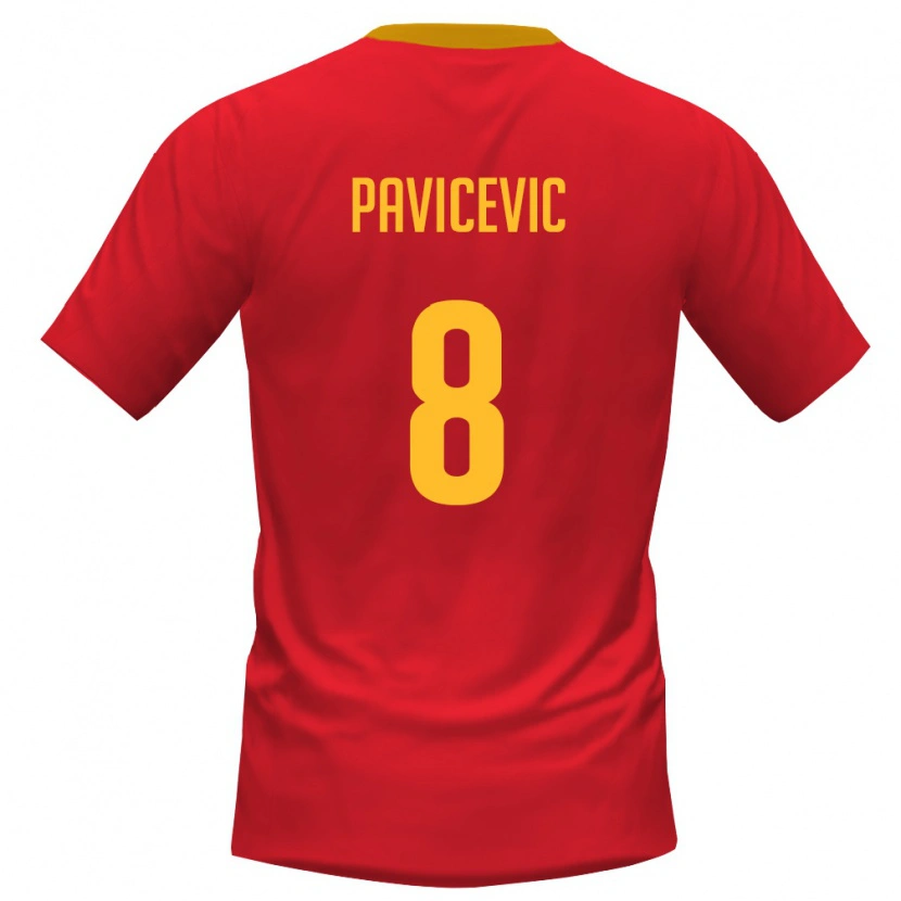Danxen Men Montenegro Vuk Pavicevic #8 Red Yellow Home Jersey 26-28 T-Shirt