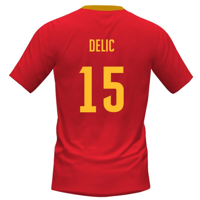 Danxen Men Montenegro Stefan Delic #15 Red Yellow Home Jersey 26-28 T-Shirt