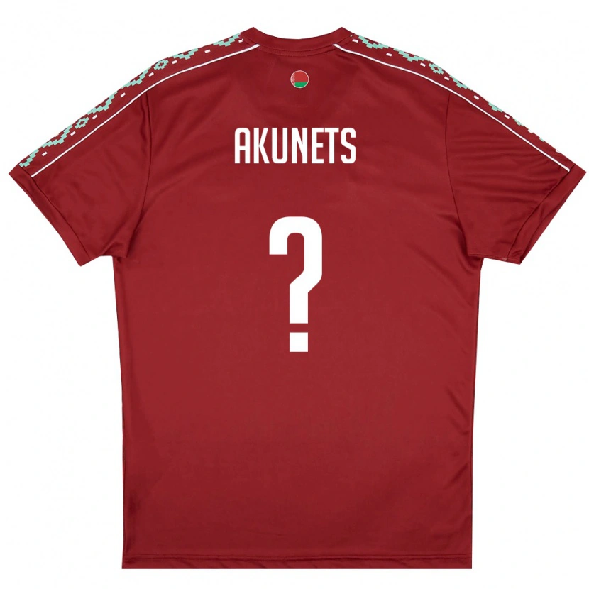 Danxen Men Belarus Eduard Akunets #0 Deep Red White Home Jersey 26-28 T-Shirt