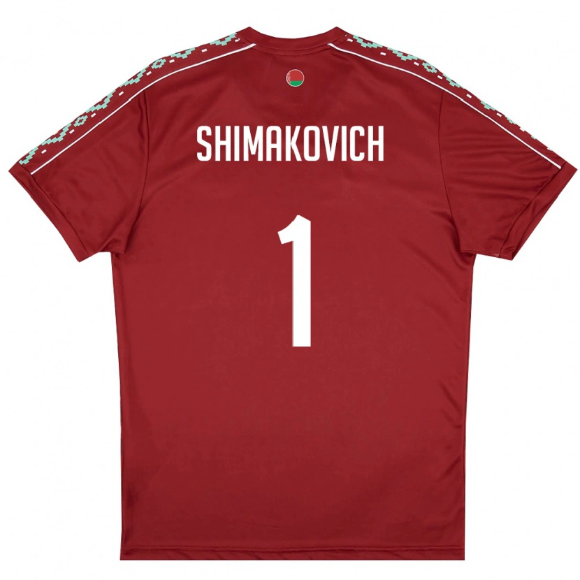 Danxen Men Belarus Ivan Shimakovich #1 Deep Red White Home Jersey 26-28 T-Shirt