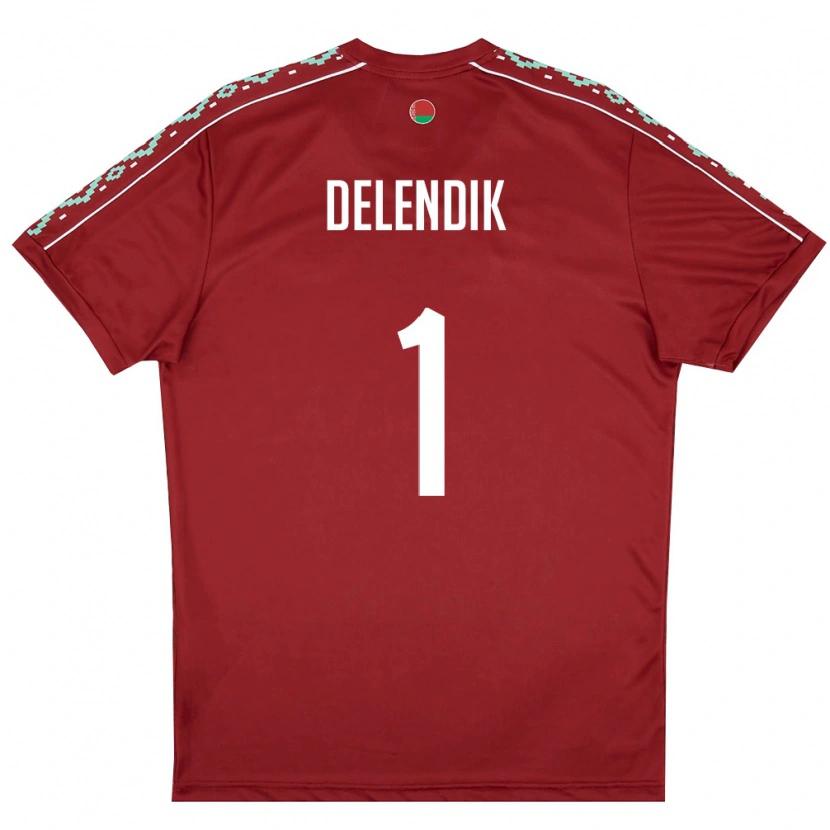Danxen Men Belarus Matvey Delendik #1 Deep Red White Home Jersey 26-28 T-Shirt
