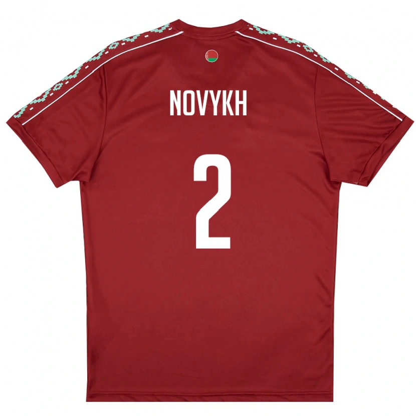 Danxen Men Belarus Evgeniy Novykh #2 Deep Red White Home Jersey 26-28 T-Shirt