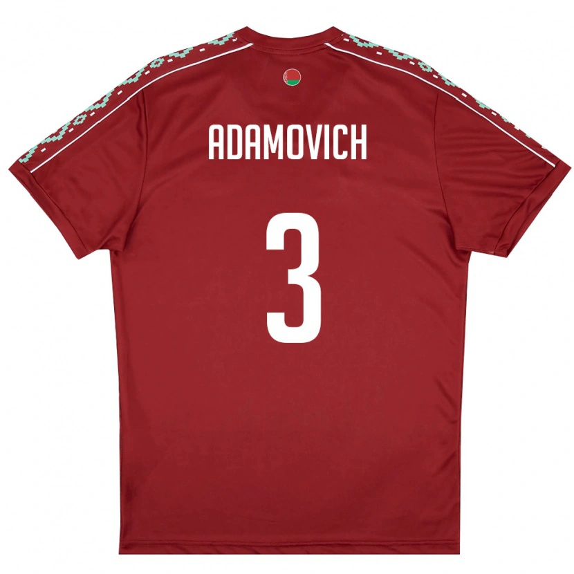 Danxen Men Belarus Ivan Adamovich #3 Deep Red White Home Jersey 26-28 T-Shirt