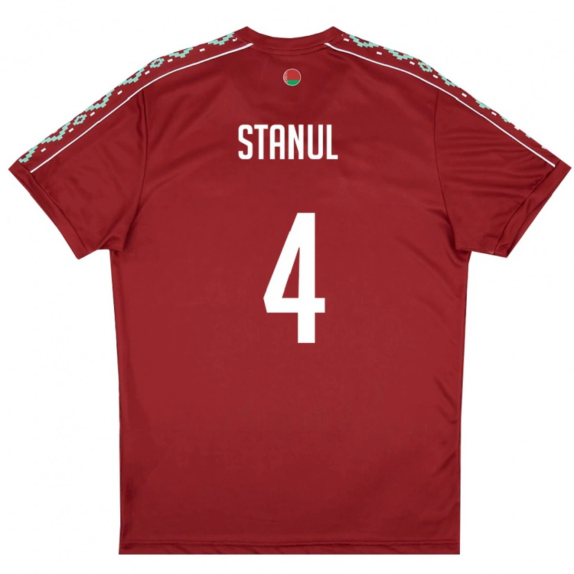 Danxen Men Belarus Arseniy Stanul #4 Deep Red White Home Jersey 26-28 T-Shirt