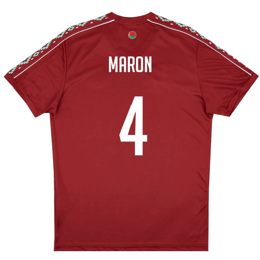 Danxen Men Belarus Dmitriy Maron #4 Deep Red White Home Jersey 26-28 T-Shirt