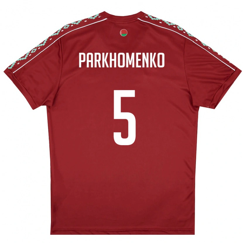 Danxen Men Belarus Egor Parkhomenko #5 Deep Red White Home Jersey 26-28 T-Shirt