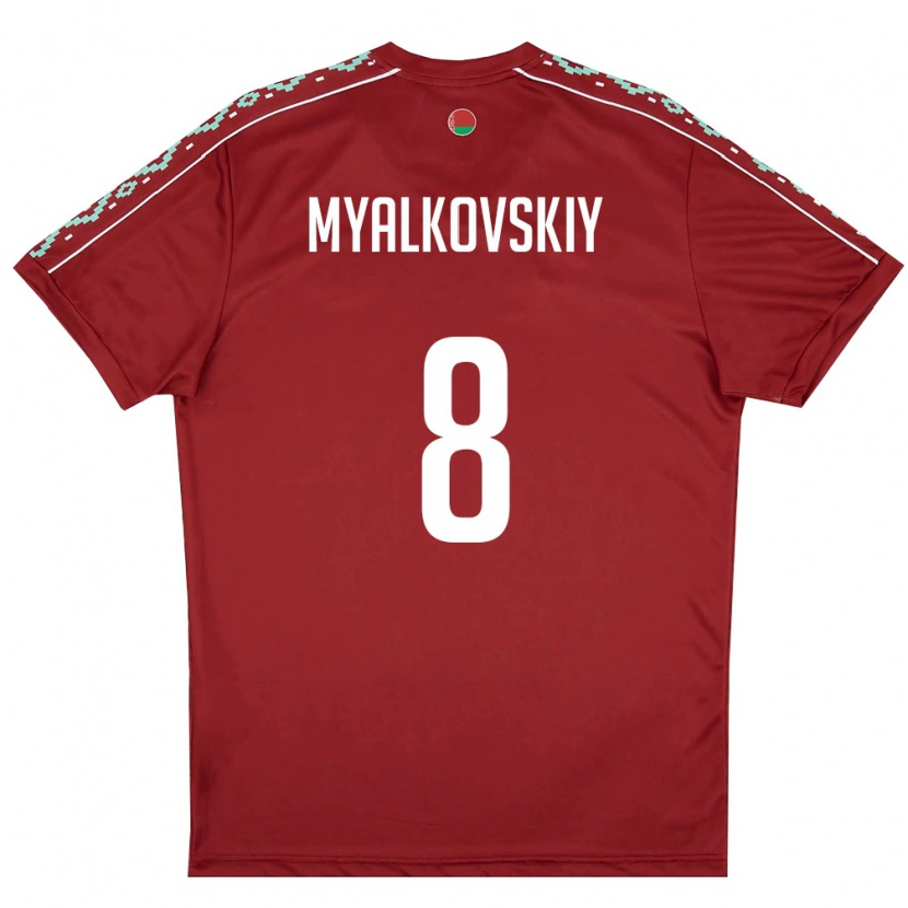 Danxen Men Belarus Ruslan Myalkovskiy #8 Deep Red White Home Jersey 26-28 T-Shirt