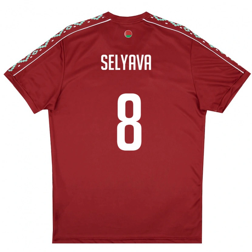 Danxen Men Belarus Aleksandr Selyava #8 Deep Red White Home Jersey 26-28 T-Shirt