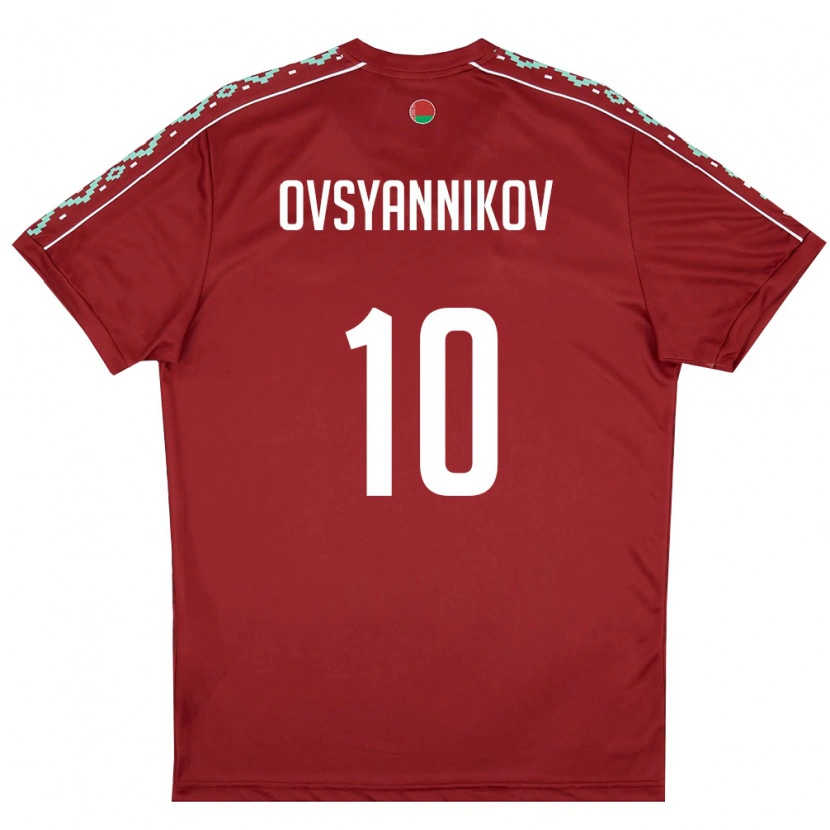 Danxen Men Belarus Denis Ovsyannikov #10 Deep Red White Home Jersey 26-28 T-Shirt
