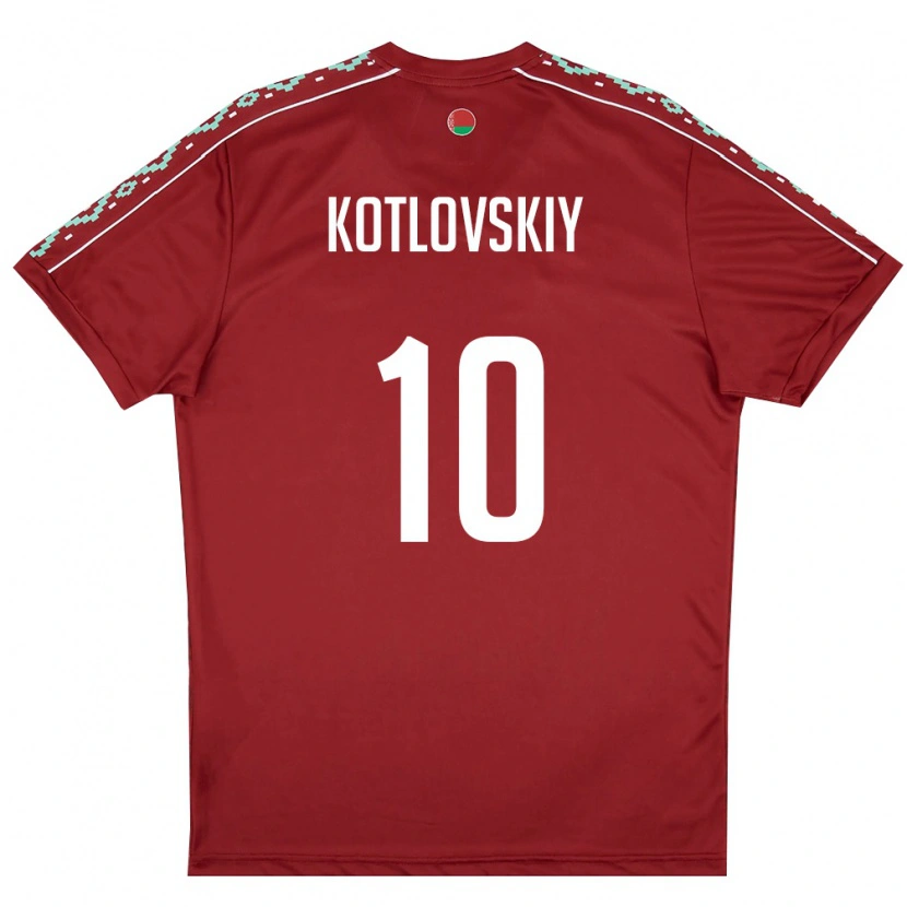 Danxen Men Belarus Makar Kotlovskiy #10 Deep Red White Home Jersey 26-28 T-Shirt