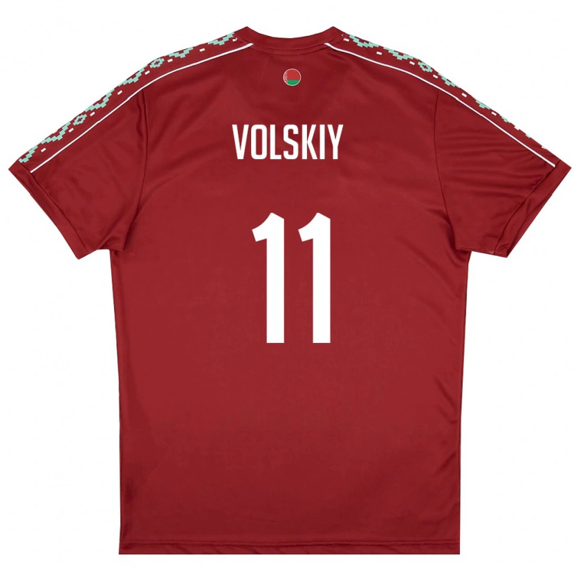Danxen Men Belarus Daniel Volskiy #11 Deep Red White Home Jersey 26-28 T-Shirt