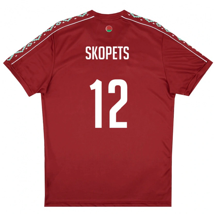 Danxen Men Belarus Arseniy Skopets #12 Deep Red White Home Jersey 26-28 T-Shirt
