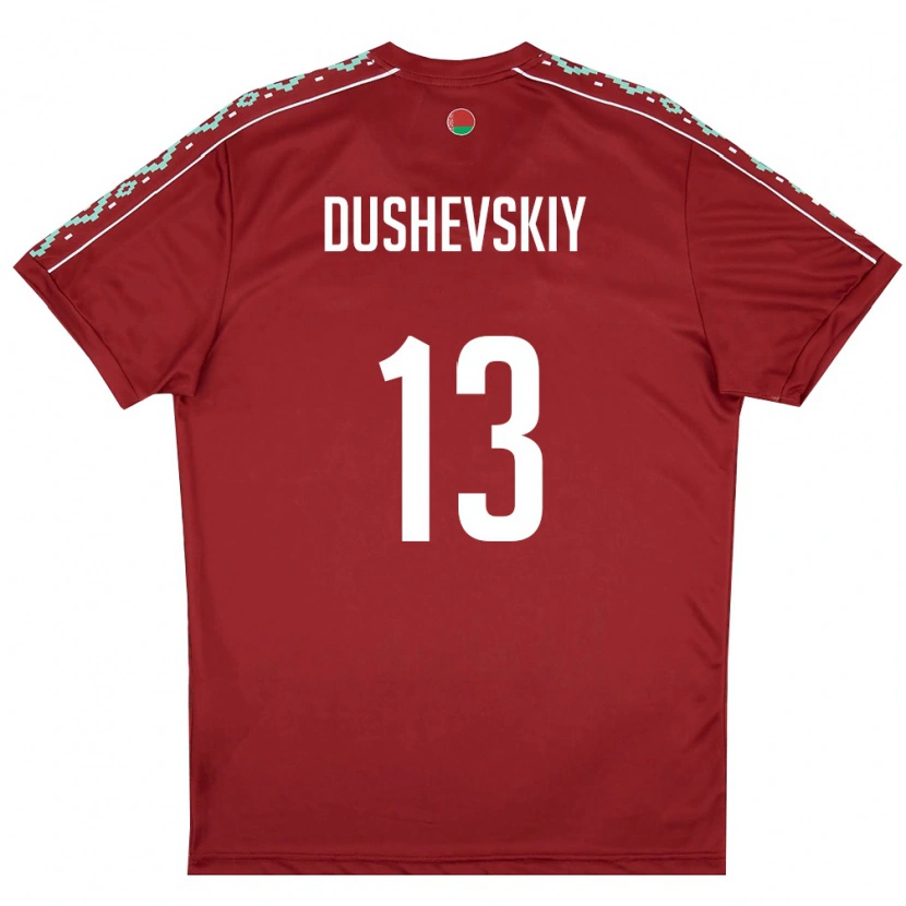Danxen Men Belarus Daniil Dushevskiy #13 Deep Red White Home Jersey 26-28 T-Shirt