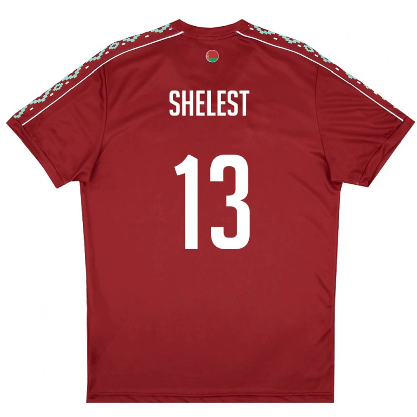 Danxen Men Belarus Kirill Shelest #13 Deep Red White Home Jersey 26-28 T-Shirt