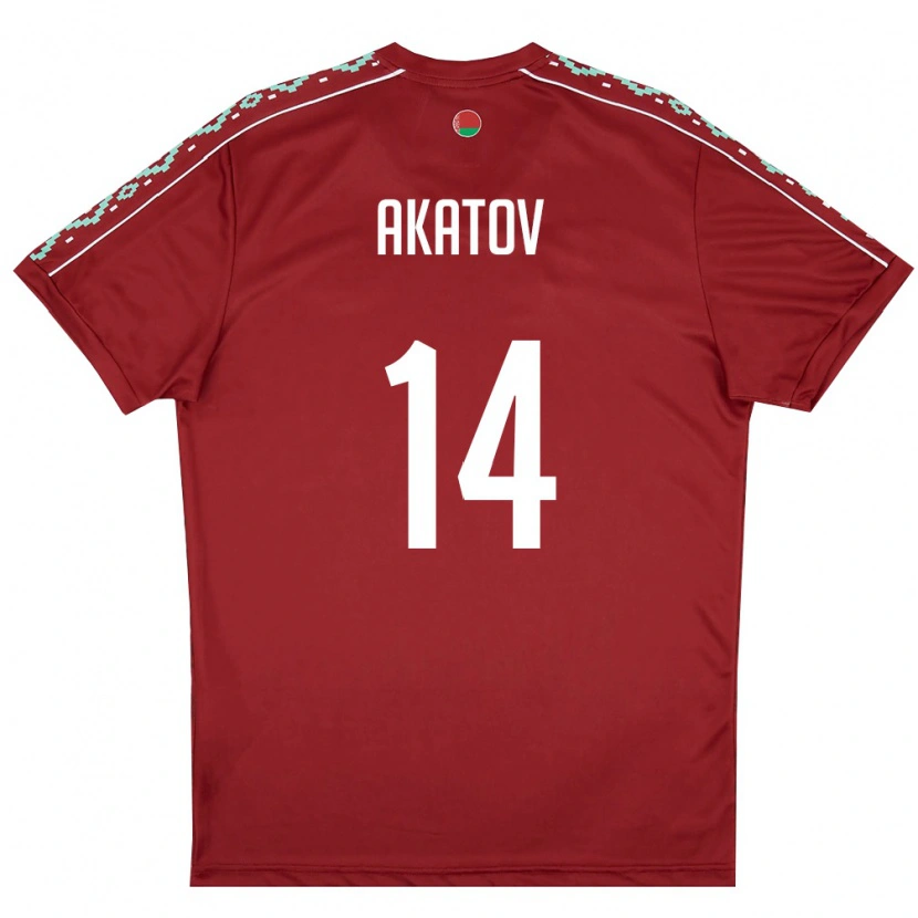 Danxen Men Belarus Artem Akatov #14 Deep Red White Home Jersey 26-28 T-Shirt
