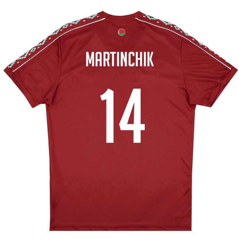 Danxen Men Belarus Kirill Martinchik #14 Deep Red White Home Jersey 26-28 T-Shirt