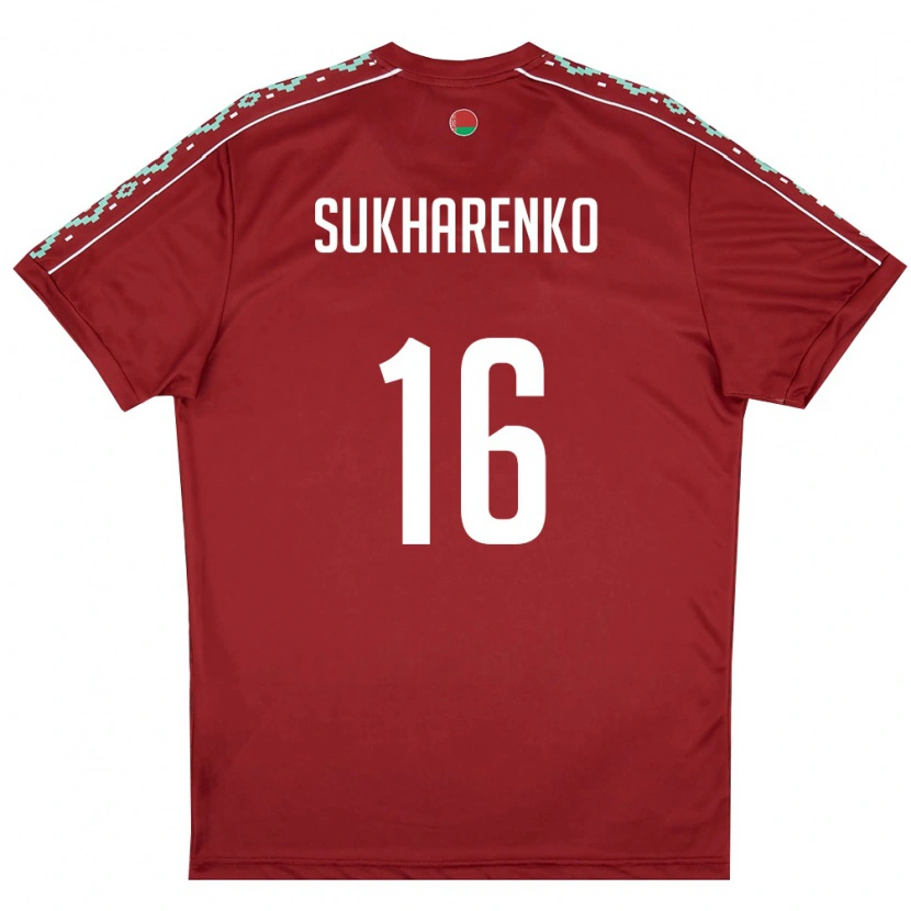 Danxen Men Belarus Matvey Sukharenko #16 Deep Red White Home Jersey 26-28 T-Shirt