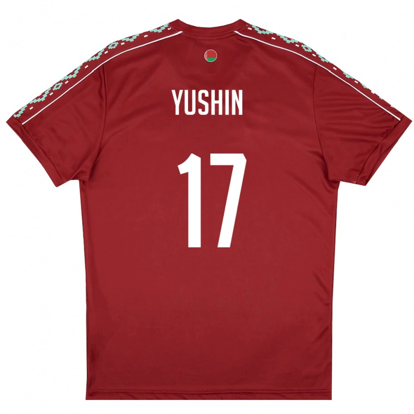 Danxen Men Belarus Lavr Yushin #17 Deep Red White Home Jersey 26-28 T-Shirt