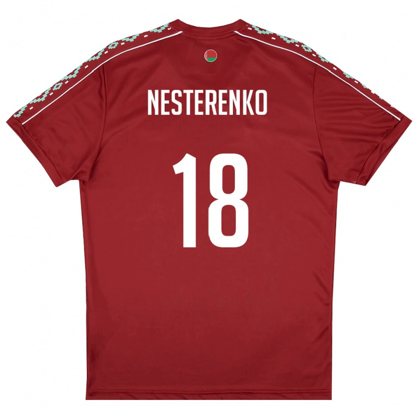 Danxen Men Belarus Evgeniy Nesterenko #18 Deep Red White Home Jersey 26-28 T-Shirt