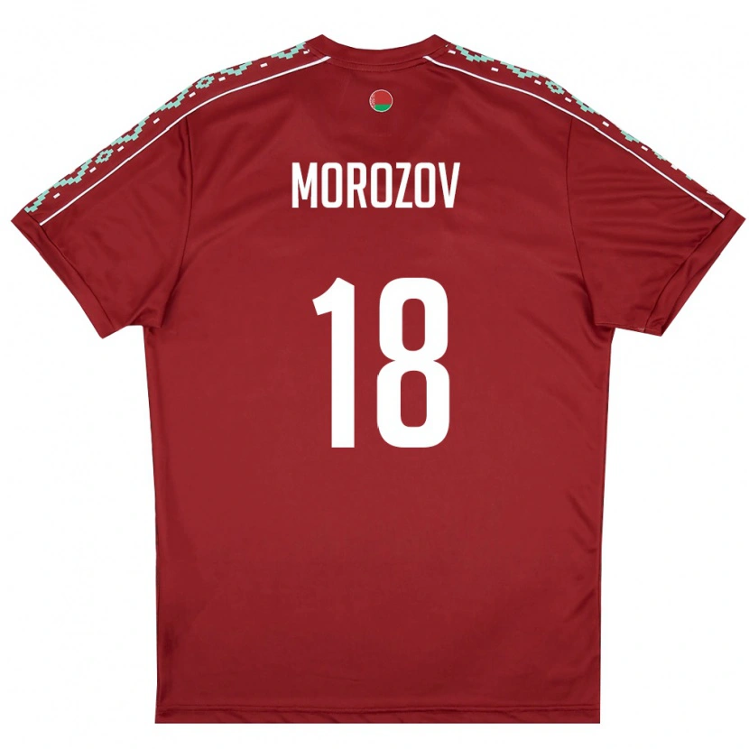 Danxen Men Belarus Vladislav Morozov #18 Deep Red White Home Jersey 26-28 T-Shirt