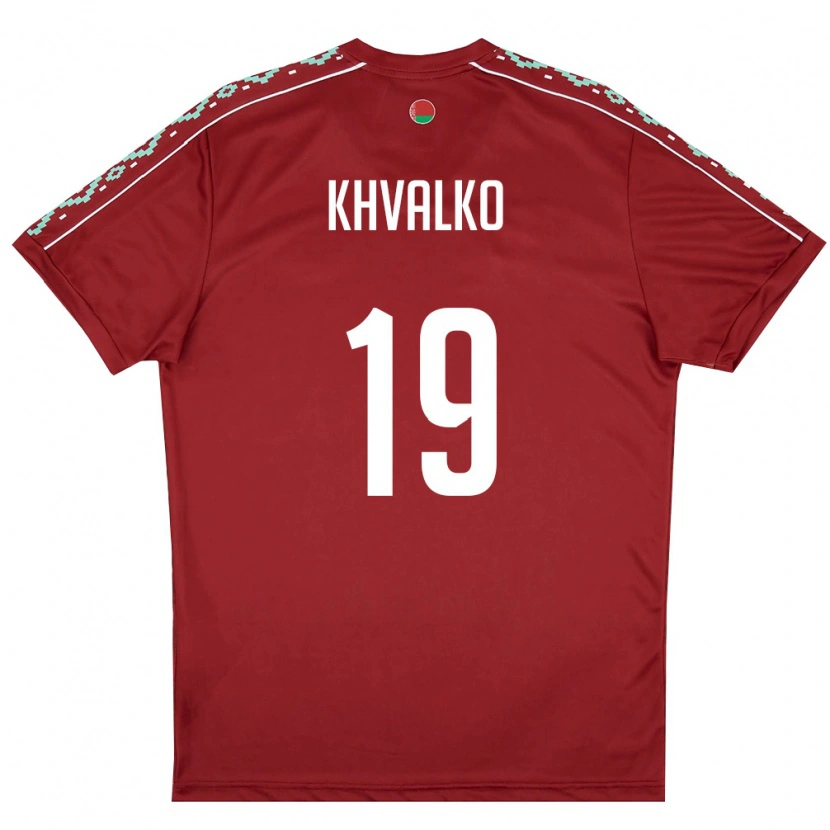 Danxen Men Belarus Egor Khvalko #19 Deep Red White Home Jersey 26-28 T-Shirt