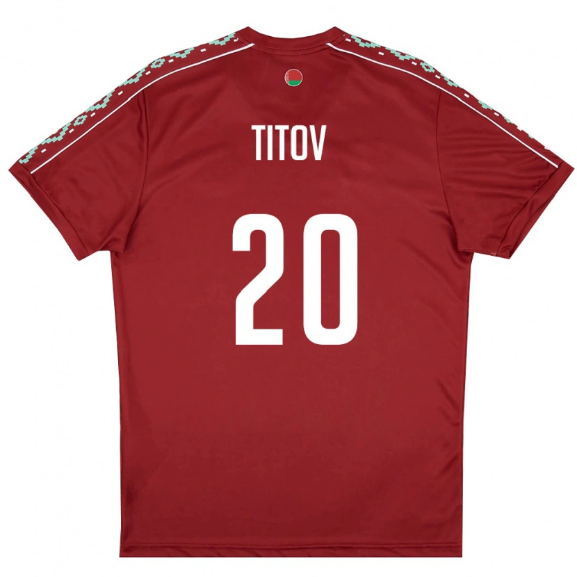 Danxen Men Belarus Marat Titov #20 Deep Red White Home Jersey 26-28 T-Shirt
