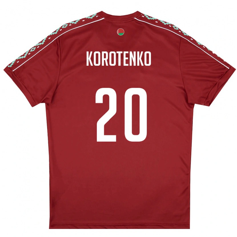 Danxen Men Belarus Bogdan Korotenko #20 Deep Red White Home Jersey 26-28 T-Shirt