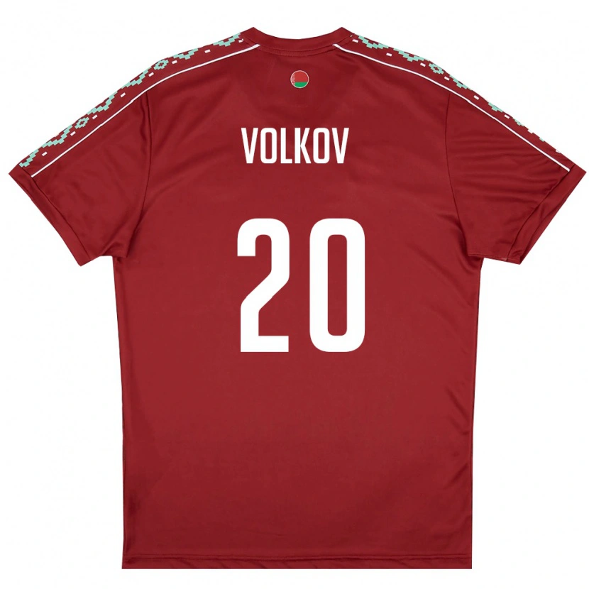 Danxen Men Belarus Zakhar Volkov #20 Deep Red White Home Jersey 26-28 T-Shirt