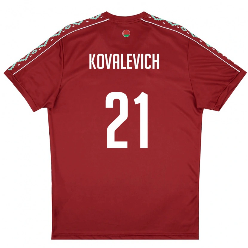 Danxen Men Belarus Timofey Kovalevich #21 Deep Red White Home Jersey 26-28 T-Shirt