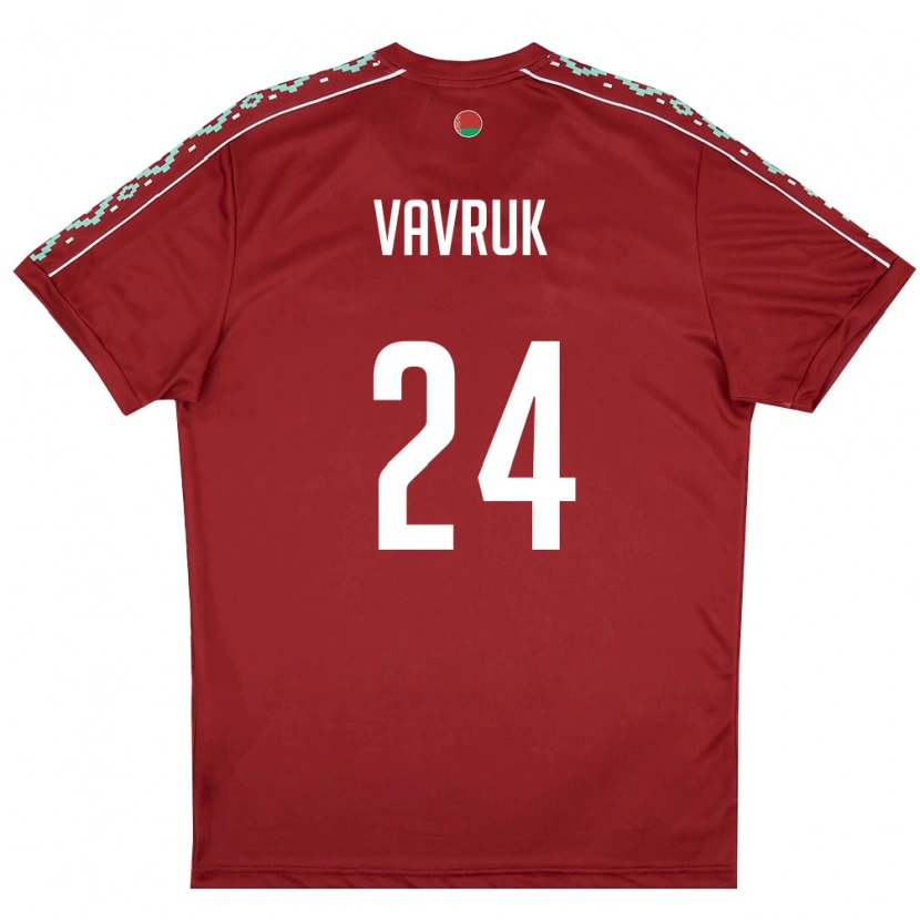 Danxen Men Belarus Dmitriy Vavruk #24 Deep Red White Home Jersey 26-28 T-Shirt