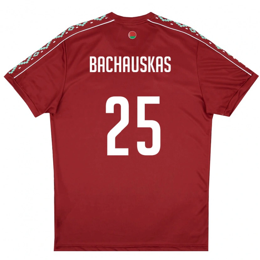 Danxen Men Belarus Ivan Bachauskas #25 Deep Red White Home Jersey 26-28 T-Shirt