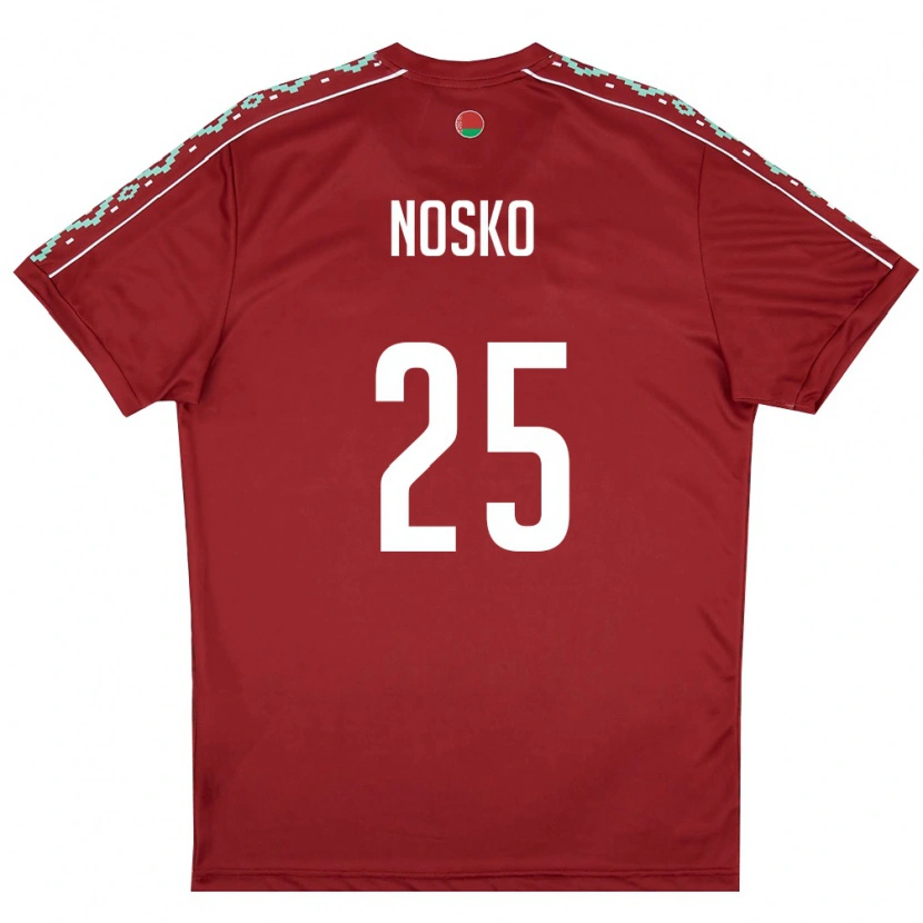 Danxen Men Belarus Daniil Nosko #25 Deep Red White Home Jersey 26-28 T-Shirt