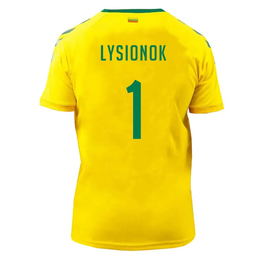 Danxen Men Lithuania Ernestas Lysionok #1 Yellow Green Home Jersey 26-28 T-Shirt
